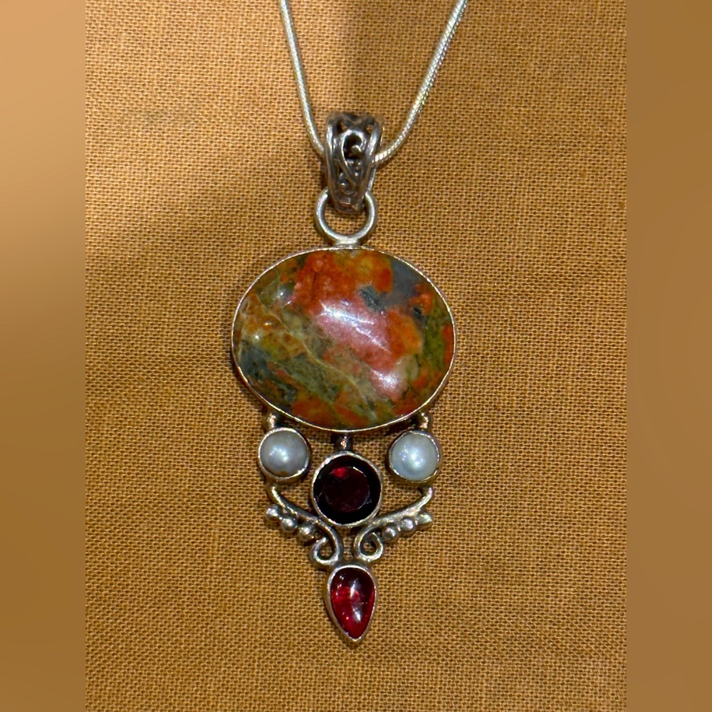 Sterling silver and unakite